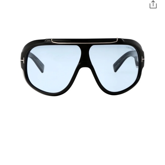 Tom Ford Black and Blue Shield Sunglasses - Picture 1 of 7